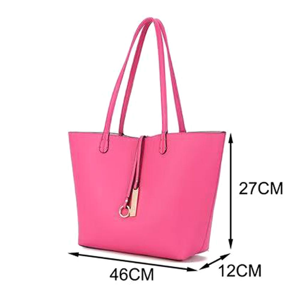 2PCS - Faux Leather Reversible Tote Crossbody Handbag Set