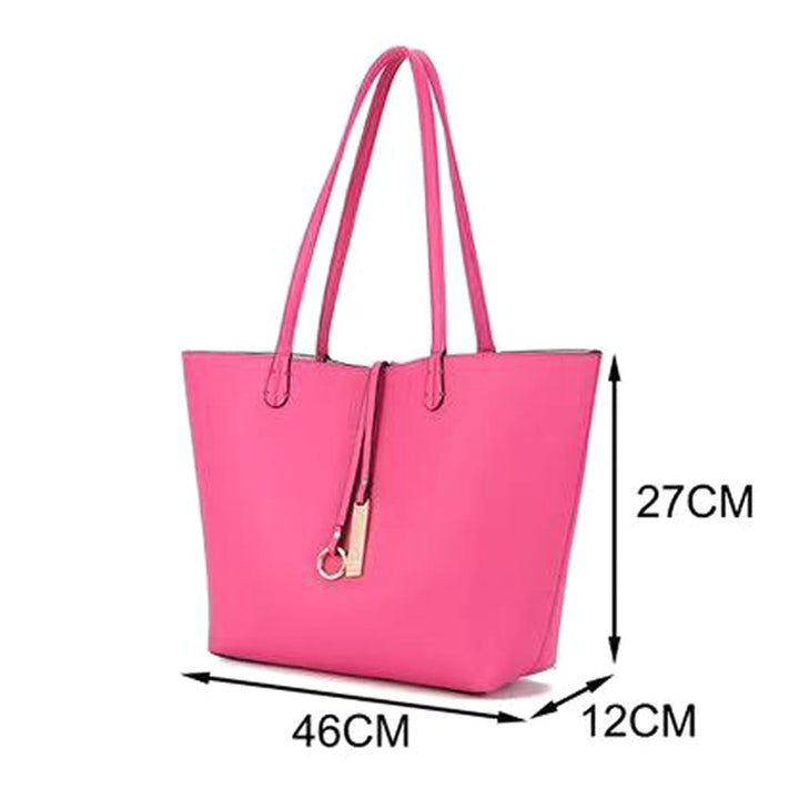 2PCS - Faux Leather Reversible Tote Crossbody Handbag Set