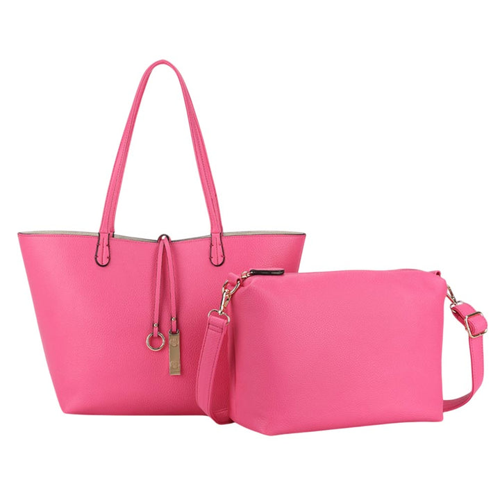 2PCS - Faux Leather Reversible Tote Crossbody Handbag Set - Especially Yours
