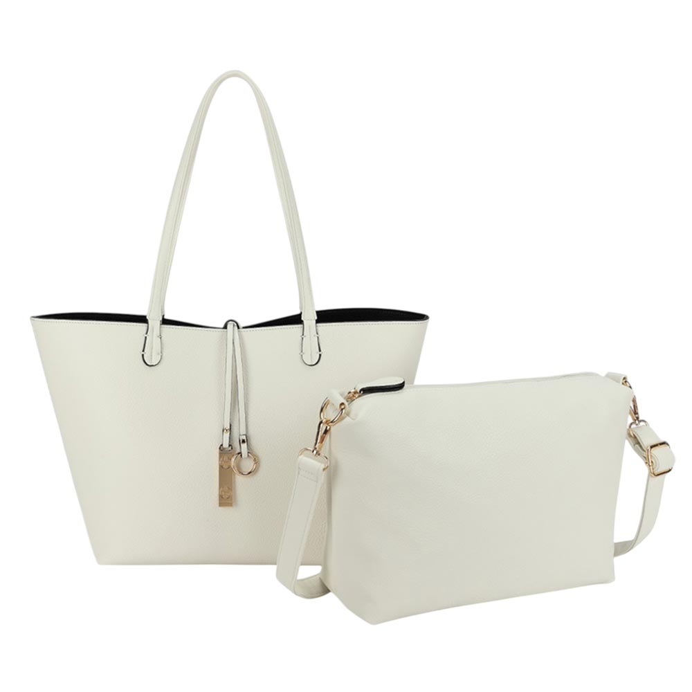 2PCS - Faux Leather Reversible Tote Crossbody Handbag Set - Especially Yours