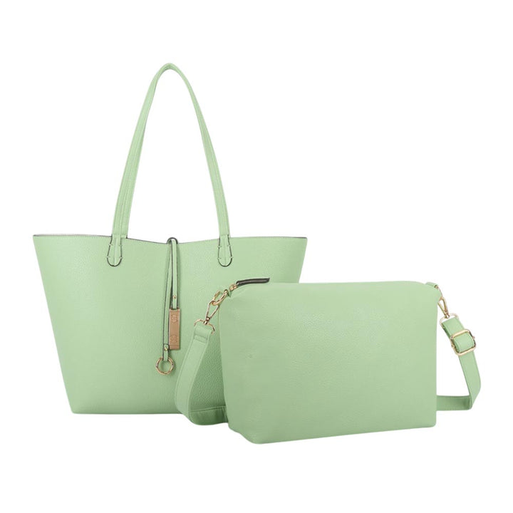 2PCS - Faux Leather Reversible Tote Crossbody Handbag Set - Especially Yours