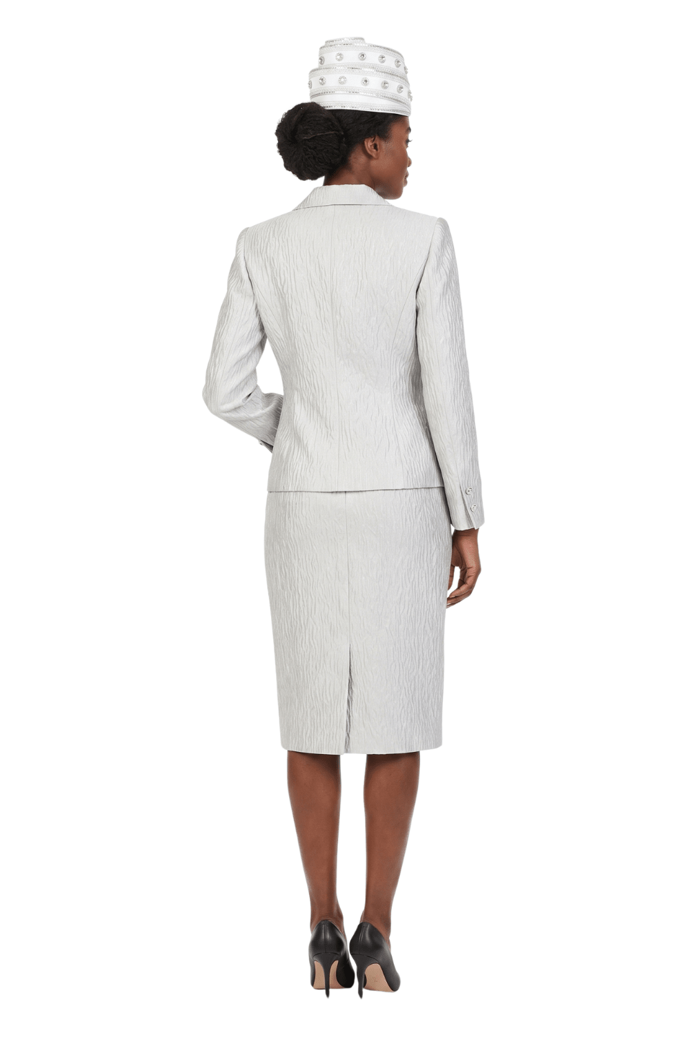 3pc Notch Collar Textured Fabric Skirt Suit - Especially Yours
