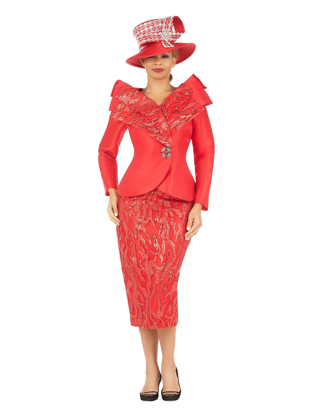 2pc Silky Twl+Seq Lace Skt Suit w/ Shoulder Dtl - Especially Yours