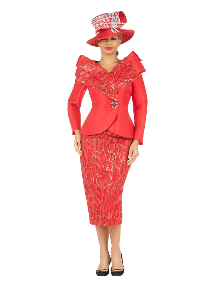 2pc Silky Twl+Seq Lace Skt Suit w/ Shoulder Dtl - Especially Yours
