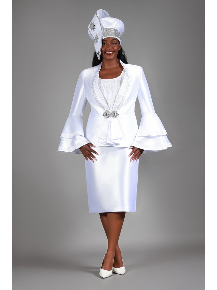 2pc Silky Twl+Lux Lace Skt Suit w/ Bell Slv Dtl - Especially Yours