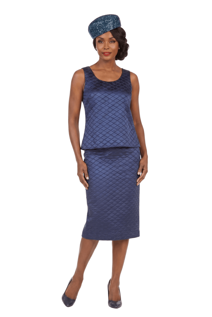 3pc Quilted Peplum Skirt Suit with Brooch - Especially Yours