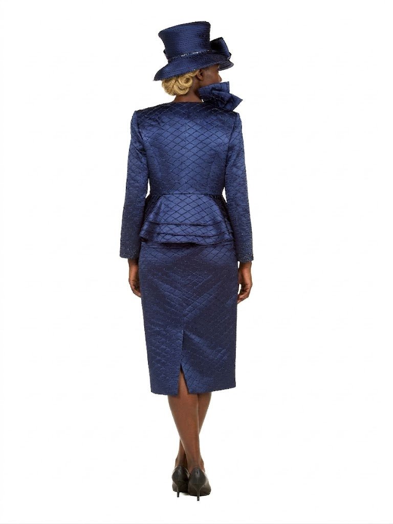 3pc Quilted Peplum Skirt Suit with Brooch - Especially Yours