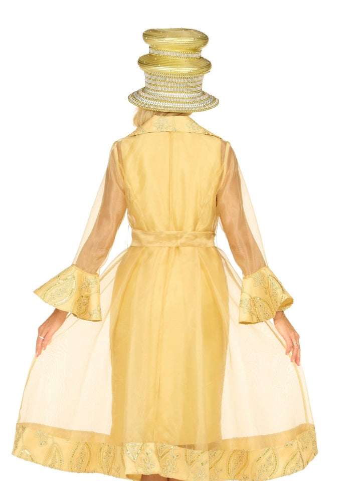 Embroidered Mesh 2pc A-Line Jacket Dress w/ Belt