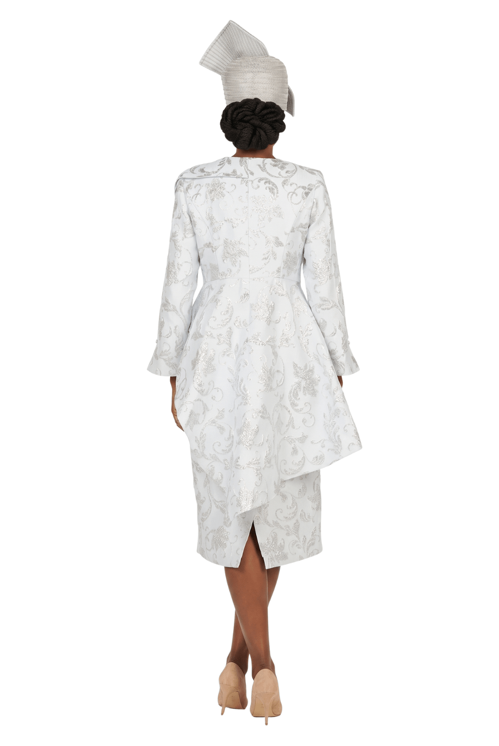Metallic Brocade 2pc Skirt Suit w/ Asym Jkt - Plus - Especially Yours