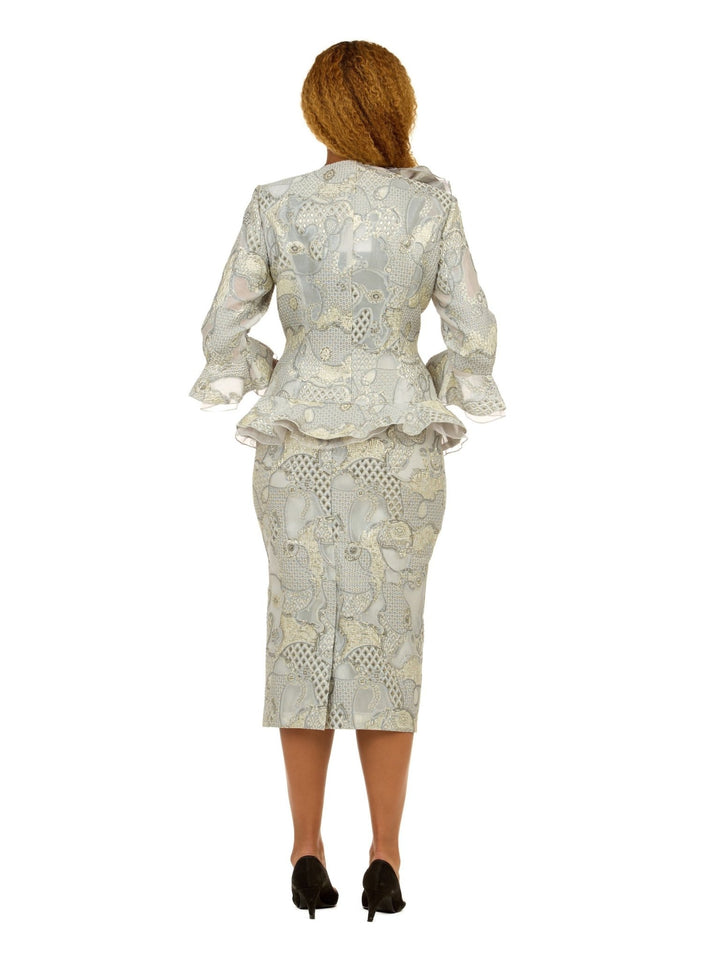 Metallic Brocade 3pc Suit w/ Organza Rfl Jkt - Plus - Especially Yours