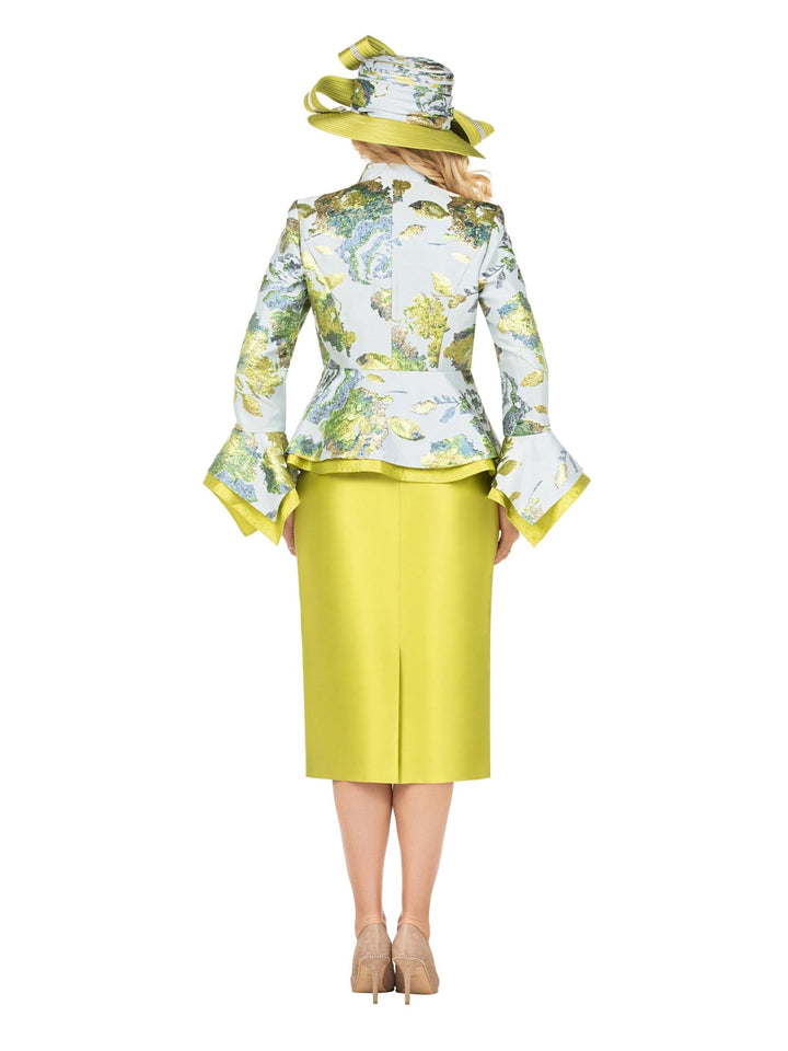 Floral Brocade 3pc Skirt Suit w/ Peplum Jkt