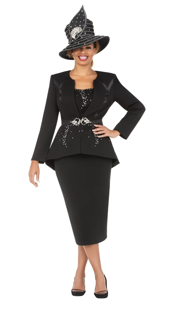 Crystal Elegance 3 Piece Peplum Skirt Suit-Plus - Especially Yours