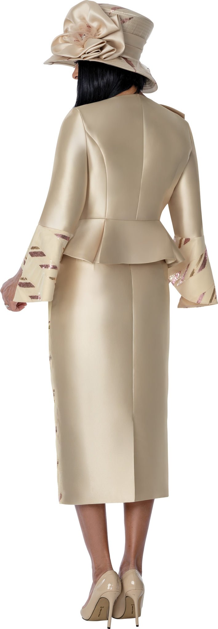 Elegant Champagne &amp; Rose Gold Peplum Skirt Suit G401732 - Especially Yours