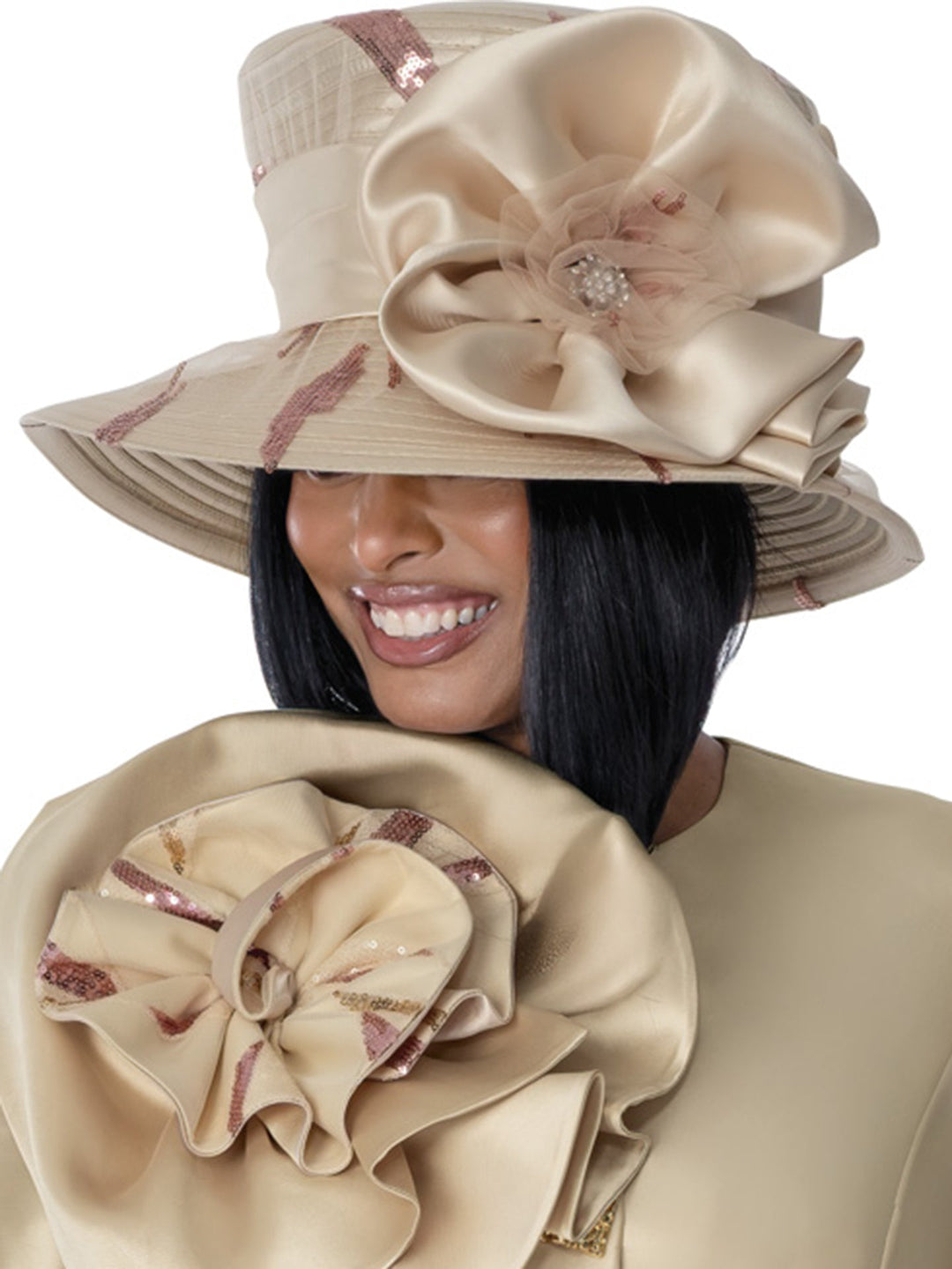 Formal Grand Floral Satin Statement Hat G401732H - Especially Yours