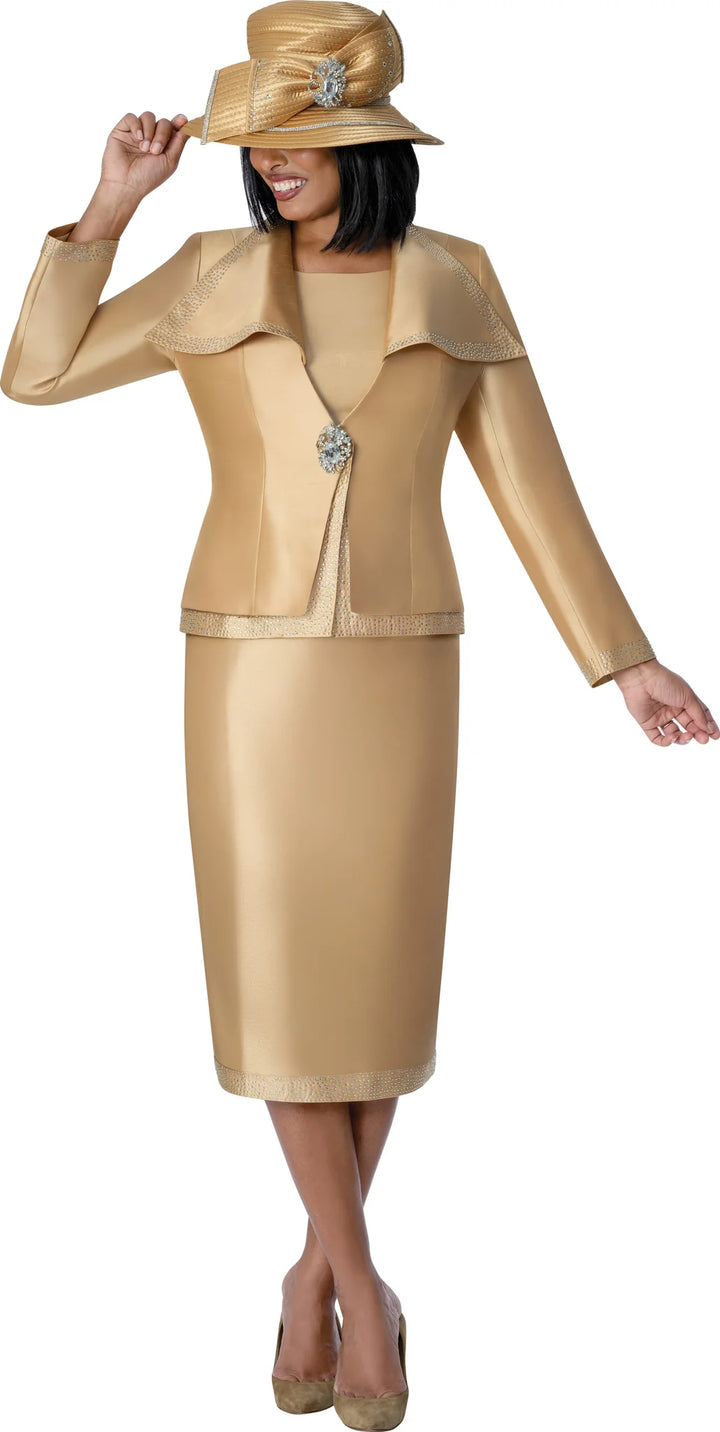 3pc Silk Look Womens Church Suit With Rhinestone Clasp G401753 - Especially Yours