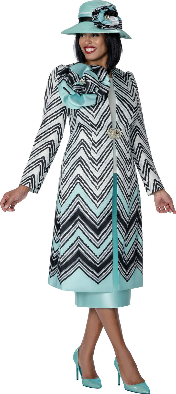Mint & Black Chevron 2 - Piece Duster & Dress Set G401773 - Especially Yours