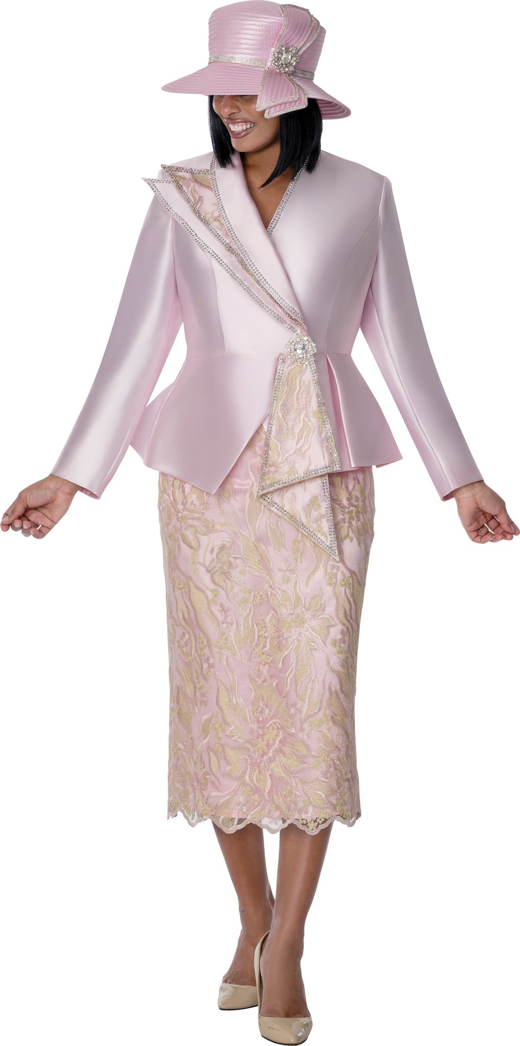 Elegant Blush 3 - Piece Church Suit with Matching Hat G401832 - Especially Yours