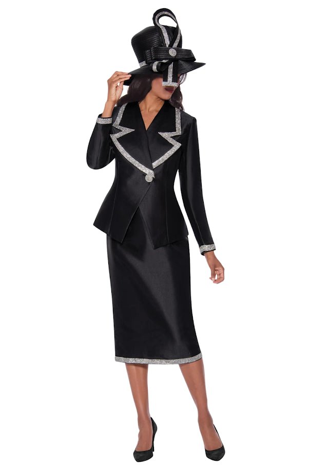 Red Silk Look Church Suit Rhinestone Trim by GMI - Especially Yours