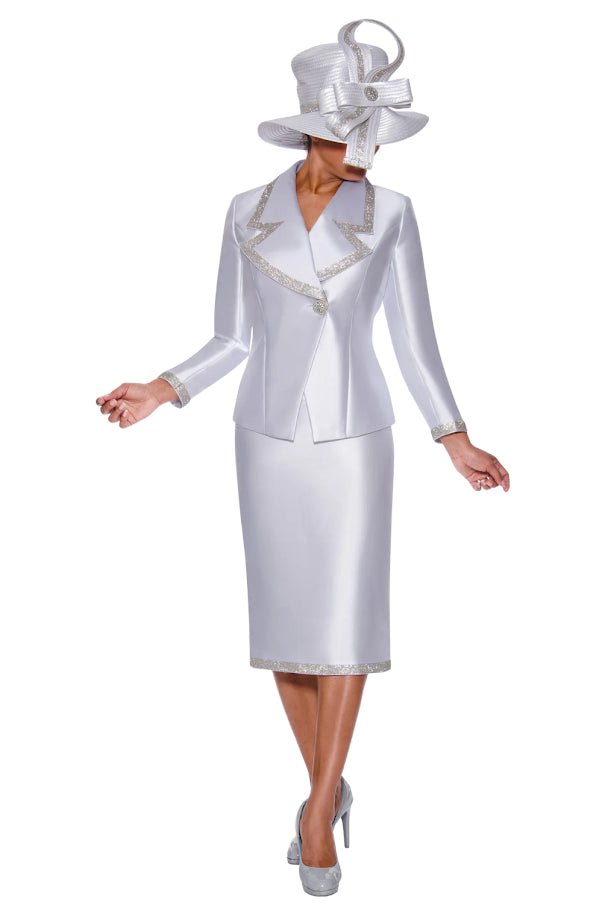 Red Silk Look Church Suit Rhinestone Trim by GMI - Especially Yours