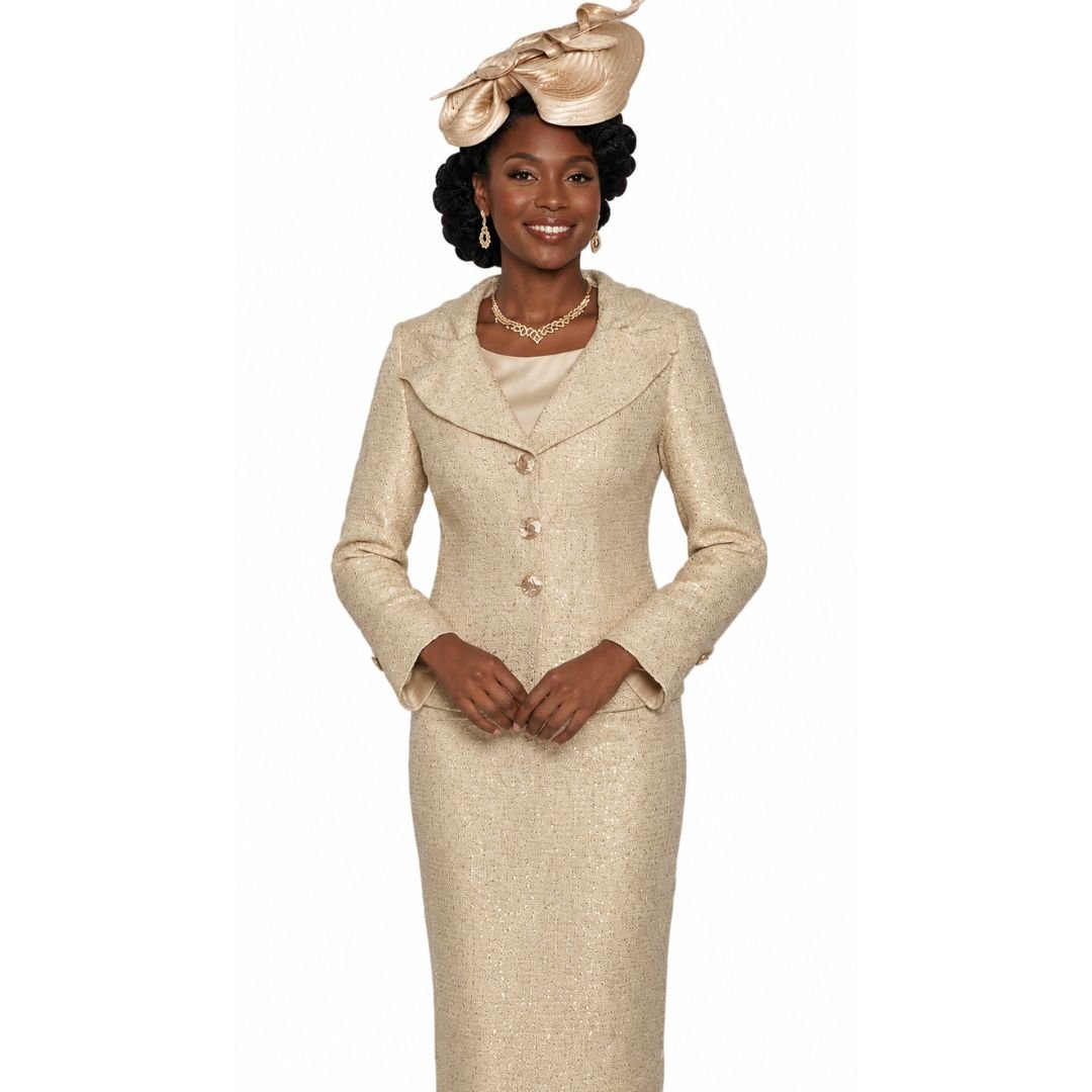 Golden Shimmer Tailored Skirt Suit by Lily & Taylor - Especially Yours