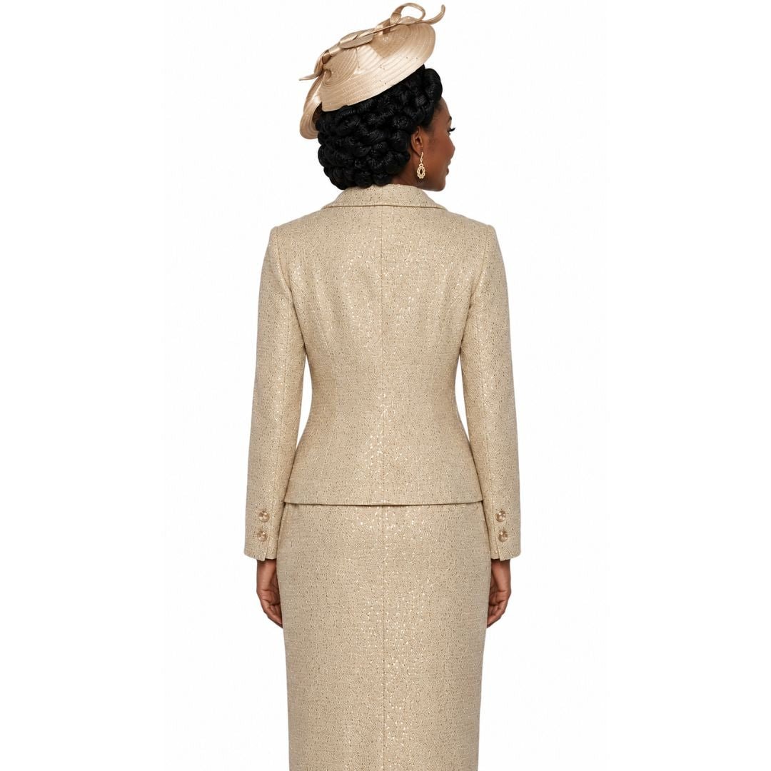 Golden Shimmer Tailored Skirt Suit by Lily & Taylor - Especially Yours