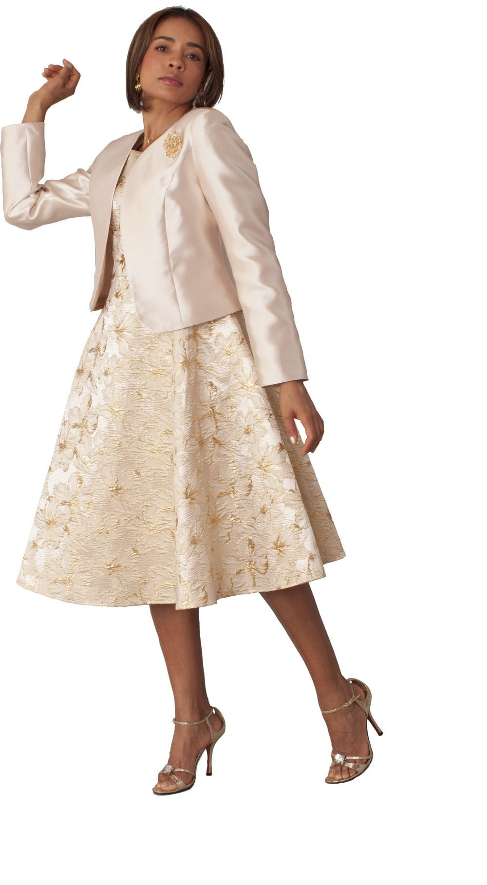 Plus Size Floral Brocade Church Dress with Jacket - 4819W - Especially Yours