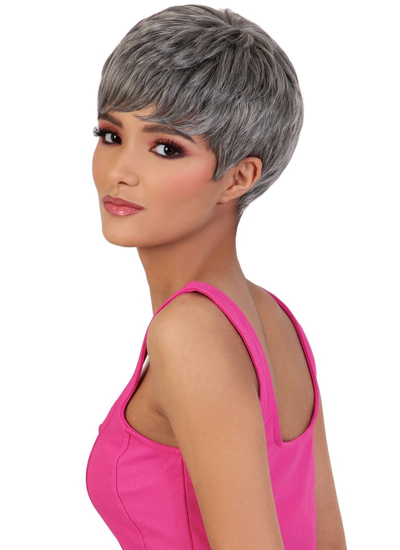 Elegant church suits for ladies accessory featuring a chic short pixie cut.