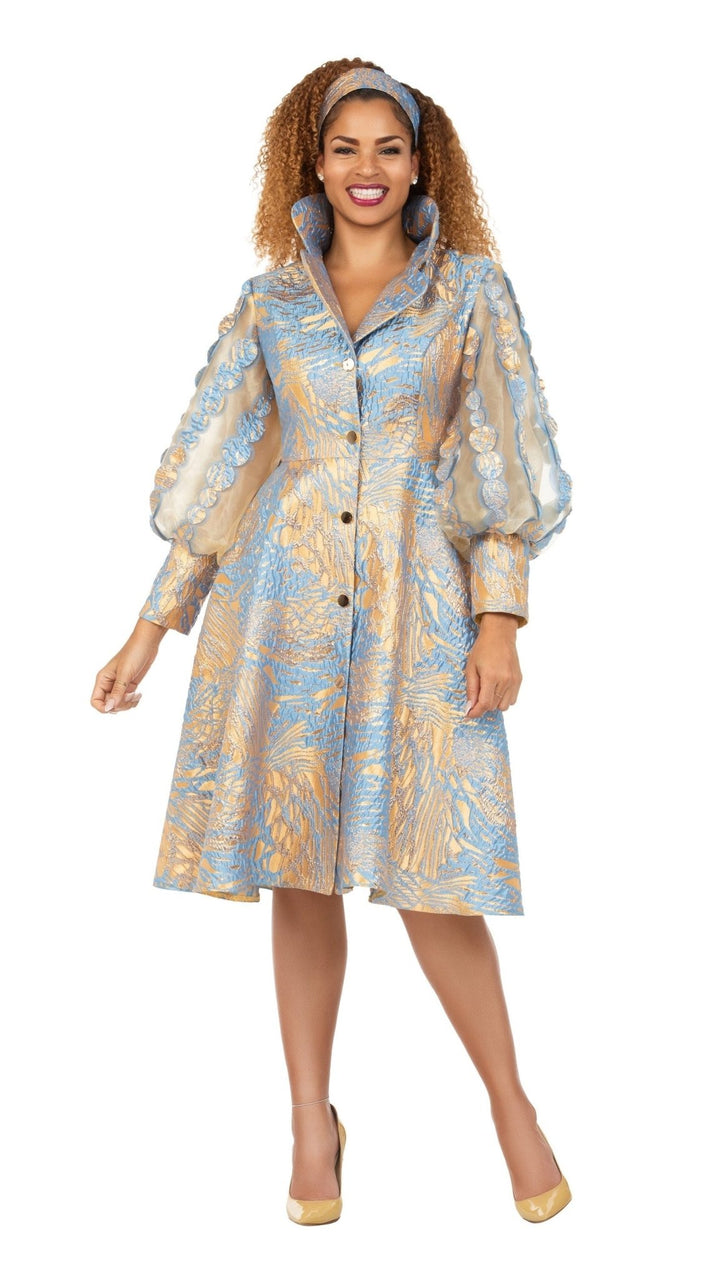 Metallic Brocade Organza Sleeve Belted Coat - Especially Yours
