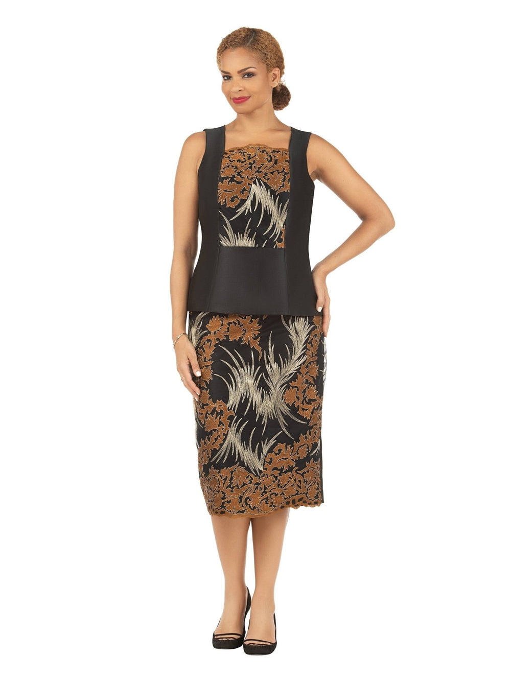 3pc Silky Twl+Lace Skt Suit w/ Cuff Dtl - Plus - Especially Yours