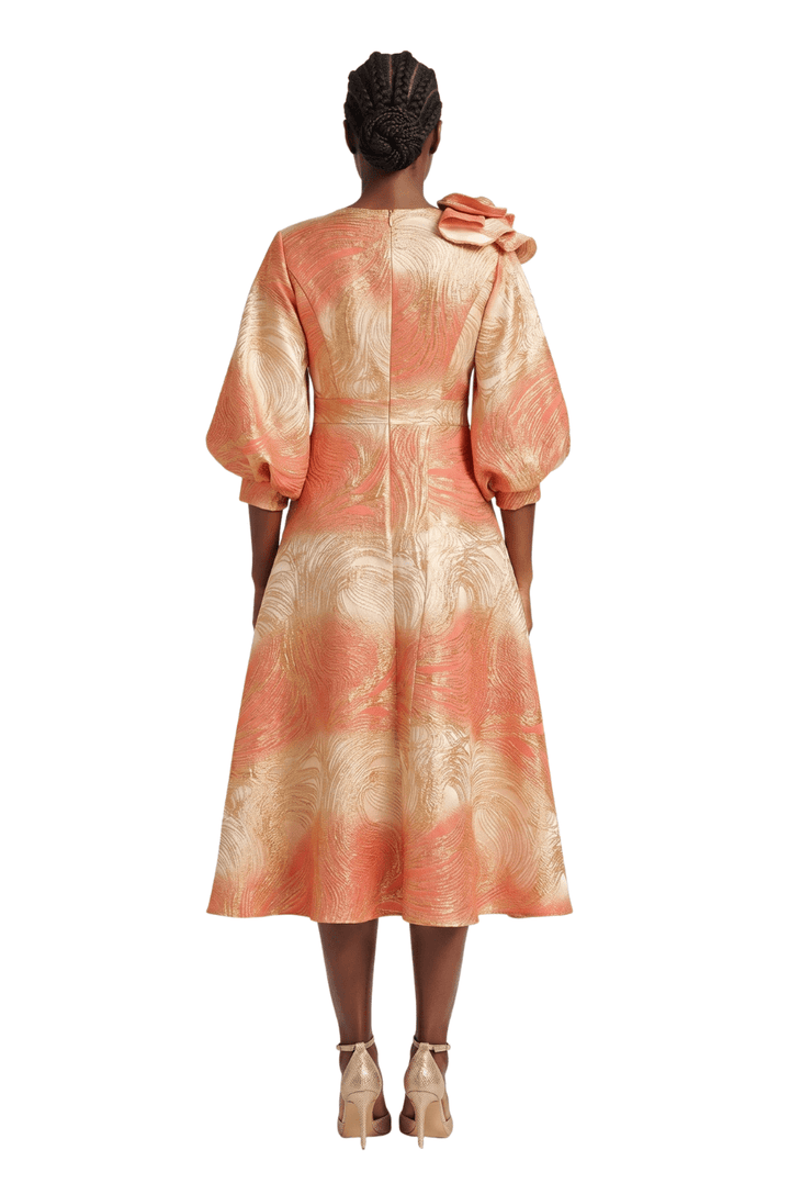 Hi - Lo A - Line Brocade Drs w/ Shoulder Flower - Plus - Especially Yours