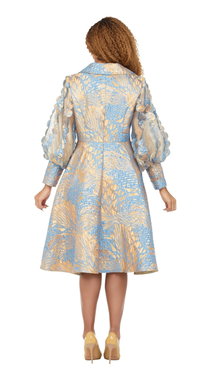 Metallic Brocade Organza Sleeve Belted Coat - Especially Yours
