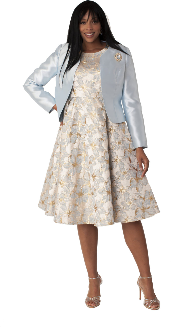 Floral Brocade Church Dress with Jacket- 4819