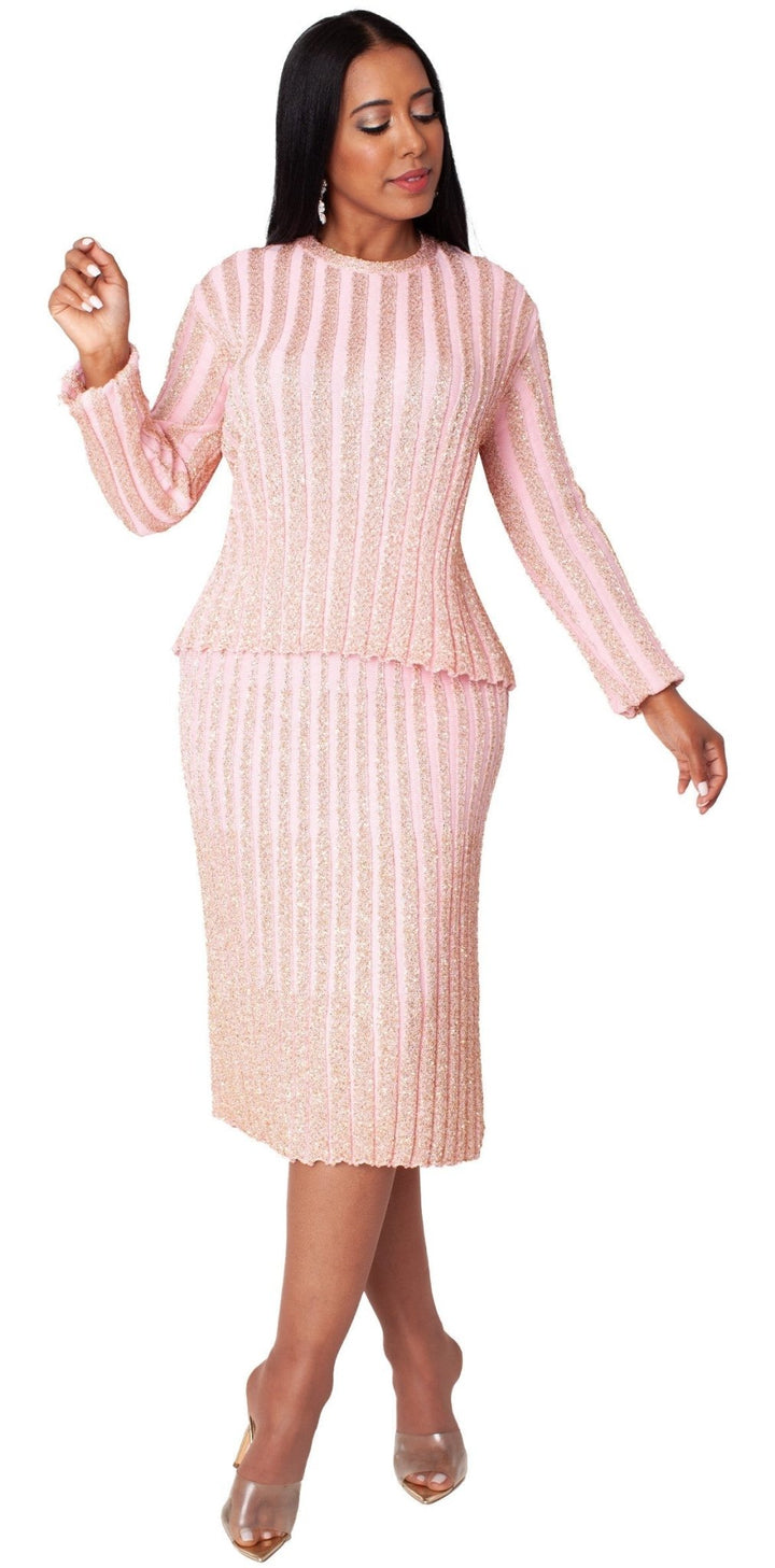 Pink & Gold Shimmer Knit Suit - 5377 - Especially Yours