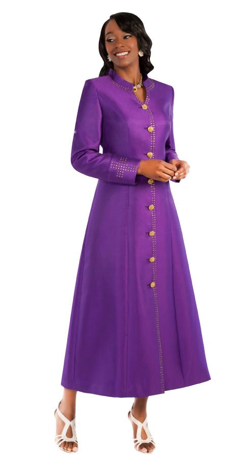 Plus Size Satin Cassock Robe with Rhinestone Button Front - 4445W - Especially Yours