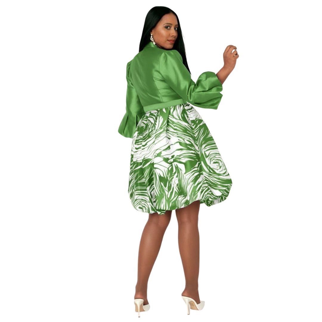 Puff Sleeve Fit & Flare Occasion Dress - 9845 - Especially Yours