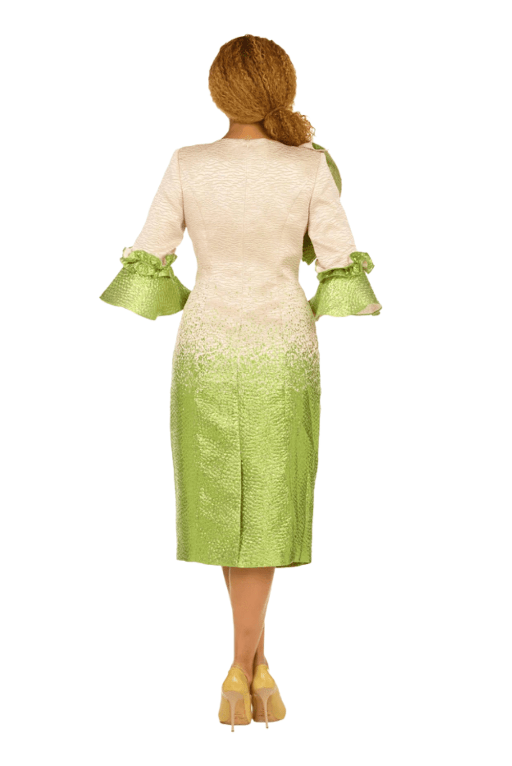 Metallic Brocade Ruffle - Shoulder Sheath Dress - Especially Yours