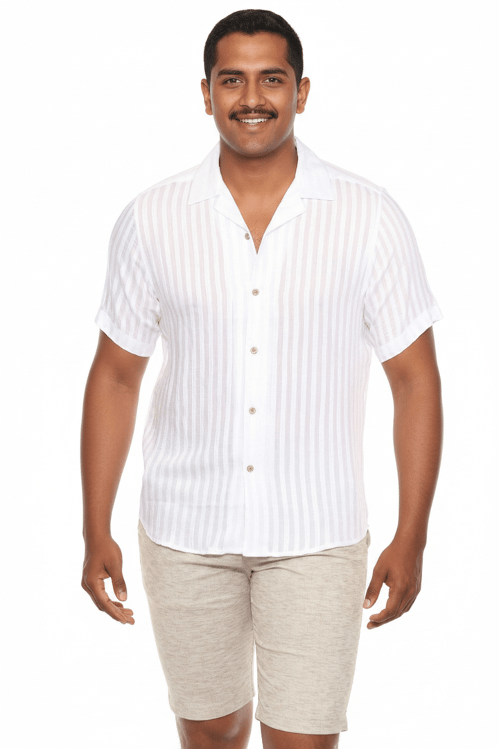 Men's Resort Style Casual Striped Lightweight Rayon Blend Shirt - Especially Yours