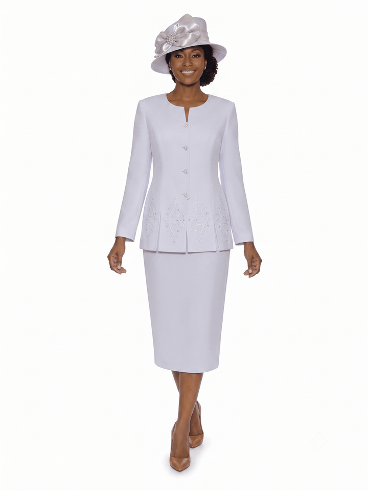 2pc Skirt Suit w/ Multi-Slit Embroidered Jacket - Especially Yours