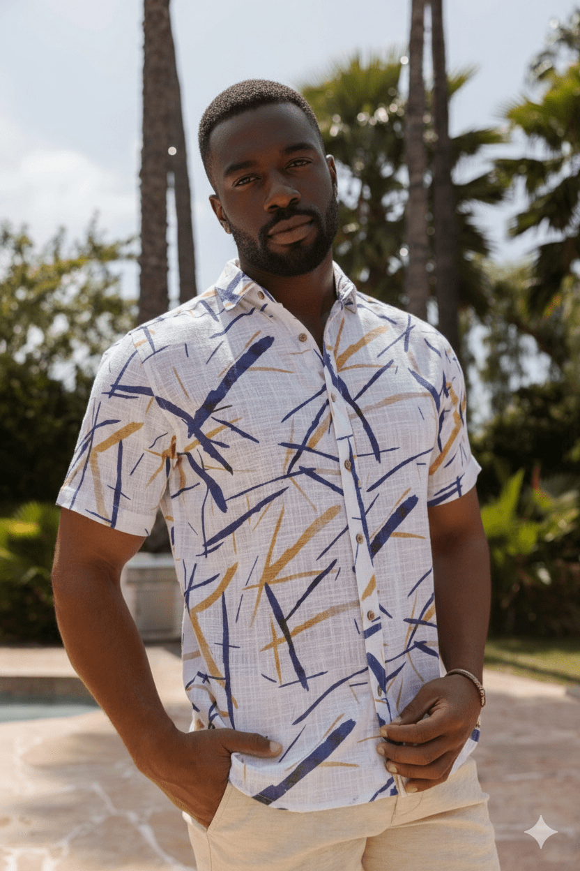 Men's Resort Style Casual Linen Blend Colorful Print Shirt - Especially Yours