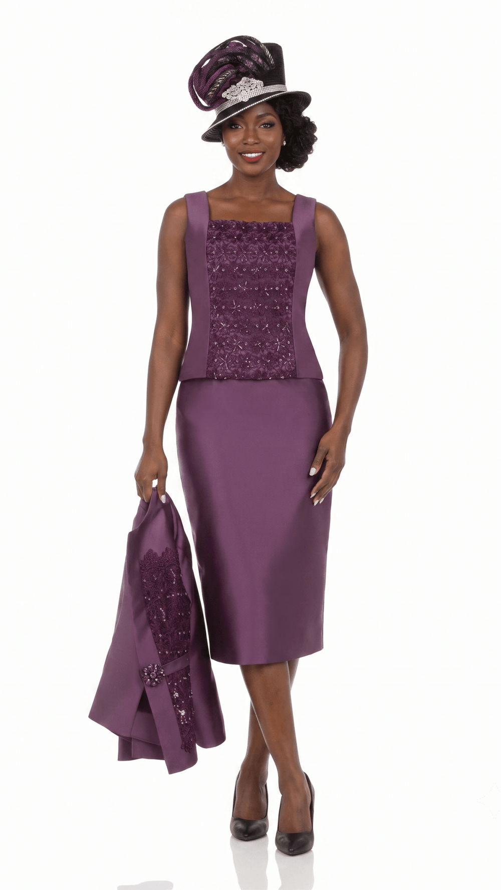 Embellished Lace & Silky Twill 3pc Skirt Suit - Especially Yours
