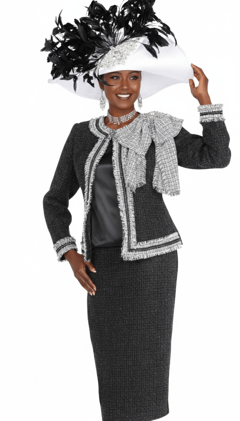 Elite Champagne 6162 Women's Knit Skirt Suit Silky Cami Fringe Bow - Especially Yours