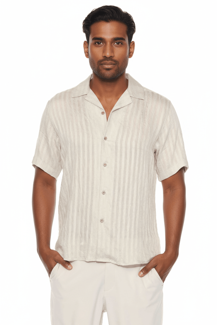 Men's Resort Style Casual Striped Lightweight Rayon Blend Shirt - Especially Yours
