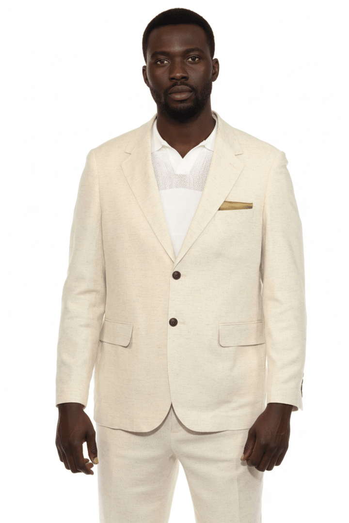 Men's Textured Stretch Linen Blend Suit - Especially Yours