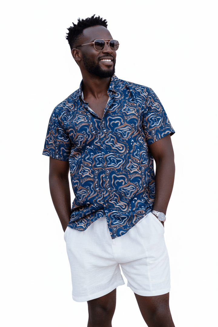 Men’s Radiant Abstract Short Sleeve Stretch Shirt - Especially Yours