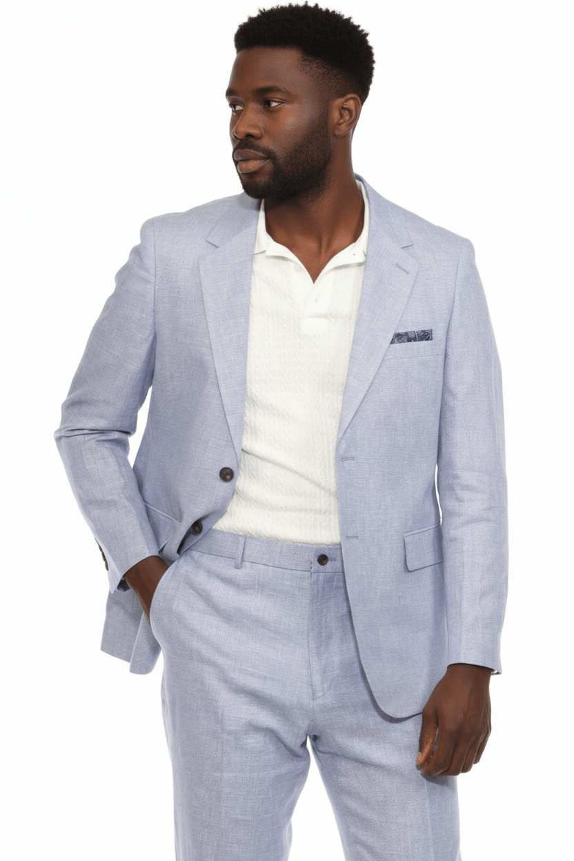 Men's Textured Linen Cotton Blend Suit - Especially Yours