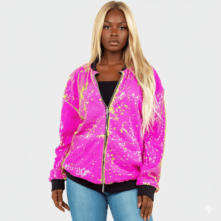 Reversible Sequin Zip Up Bomber Jacket - Especially Yours