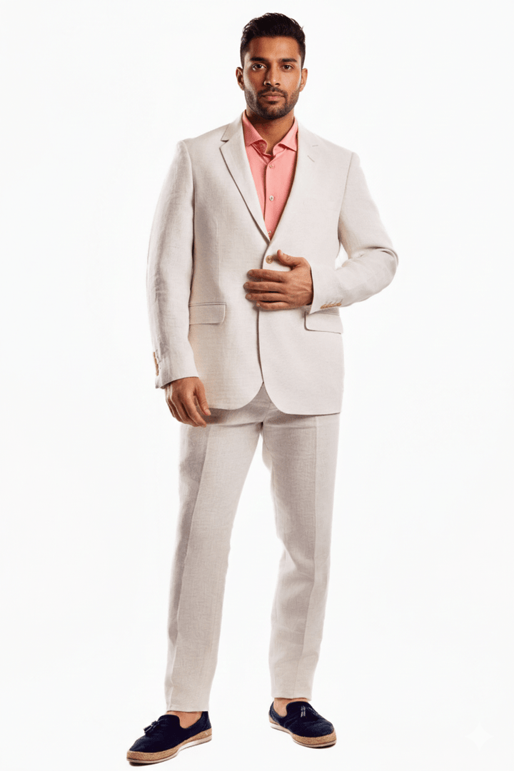 Men's Textured Linen Slub Weave Suit - Especially Yours