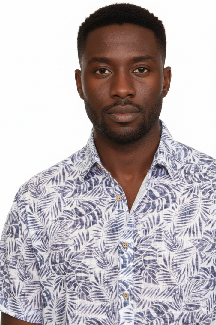 Men's Resort Style Casual Linen Blend Leafy Print Shirt