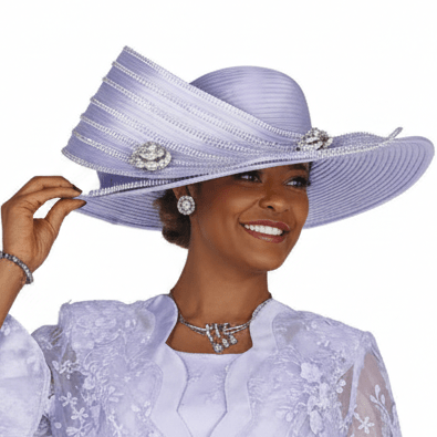 Champagne Italy Multi - Tiered Wide Brim Church Hat with Rhinestone Accents H6260 - Especially Yours