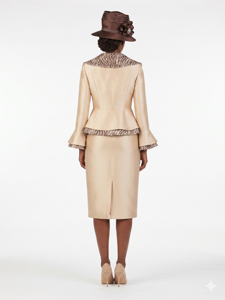2pc Shawl Collar Uneven Jkt Sweep Skt Suit-Plus